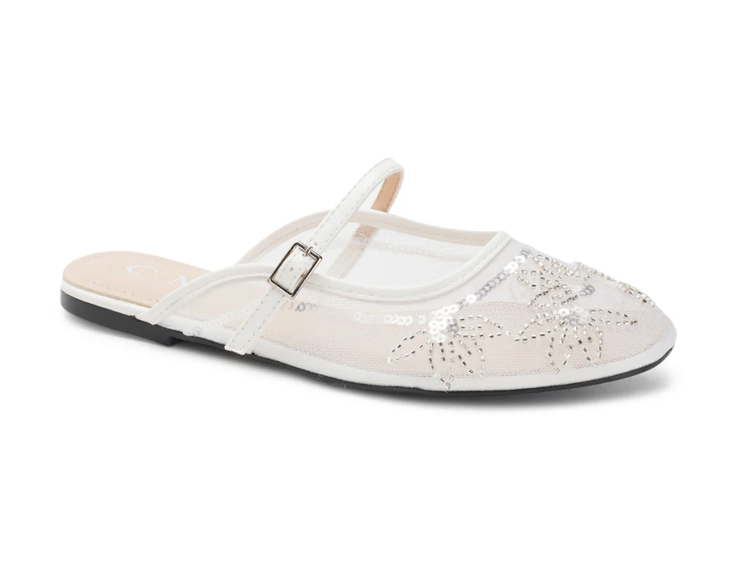 Babouche plates matière résille strassé – Image 2