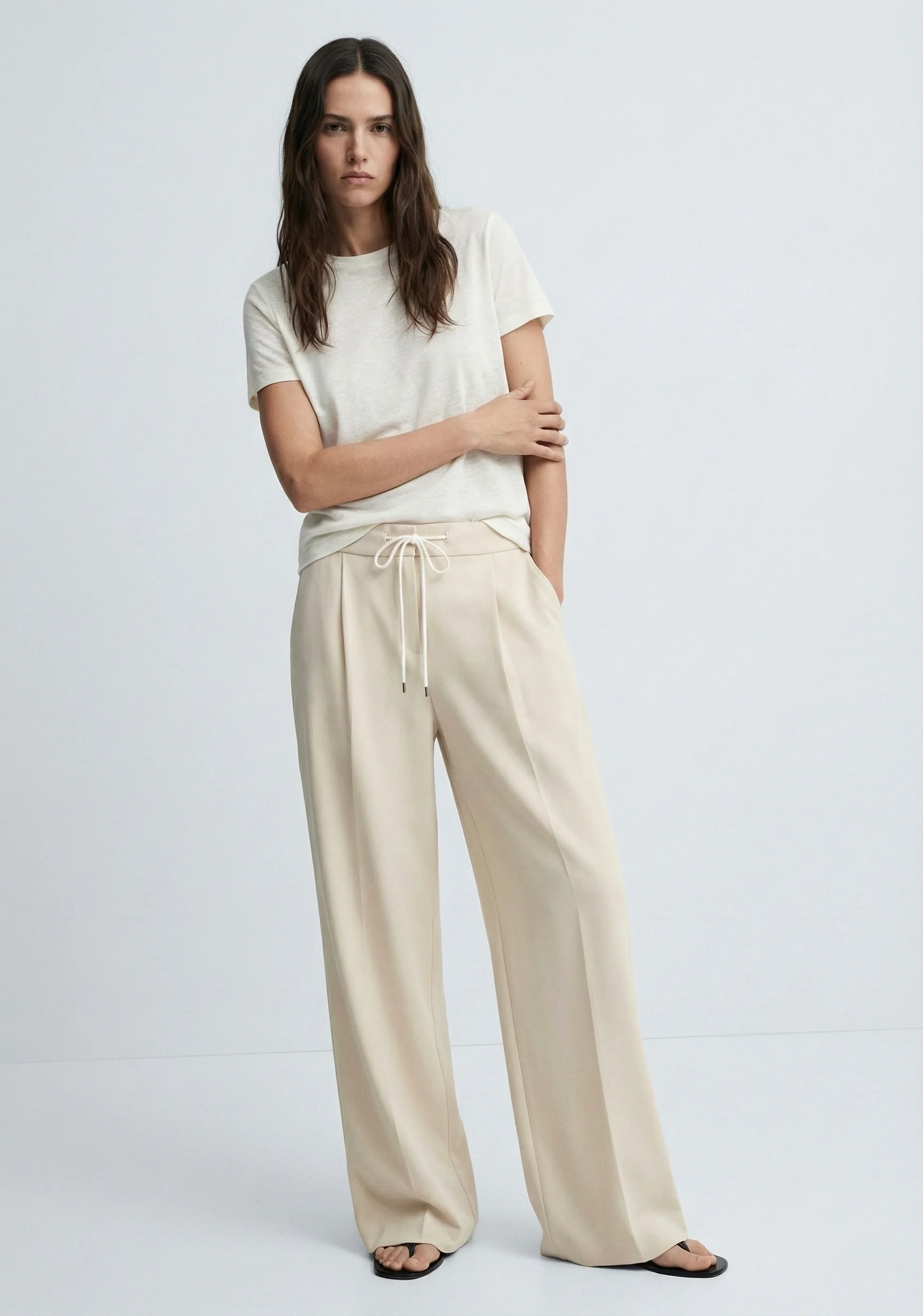 PANTALON LARGE À CORDON CONTRASTANT – Image 7