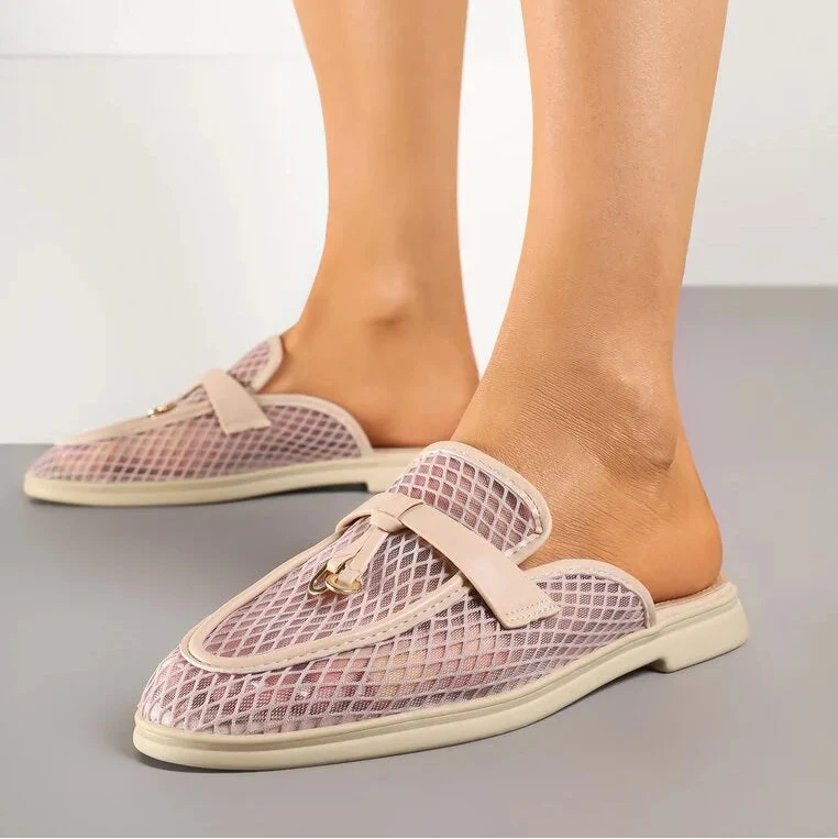 Babouche en maille transparente avec appliqué Teloviela