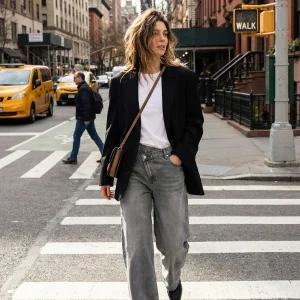 JEAN DROIT À TAILLE CROISÉE