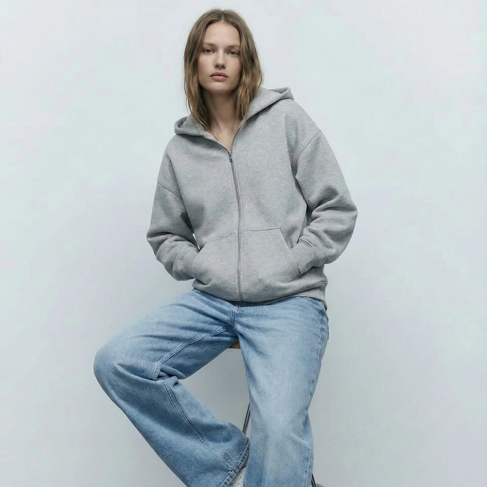 SWEAT À CAPUCHE ZIPPÉ OVERSIZE – Image 6