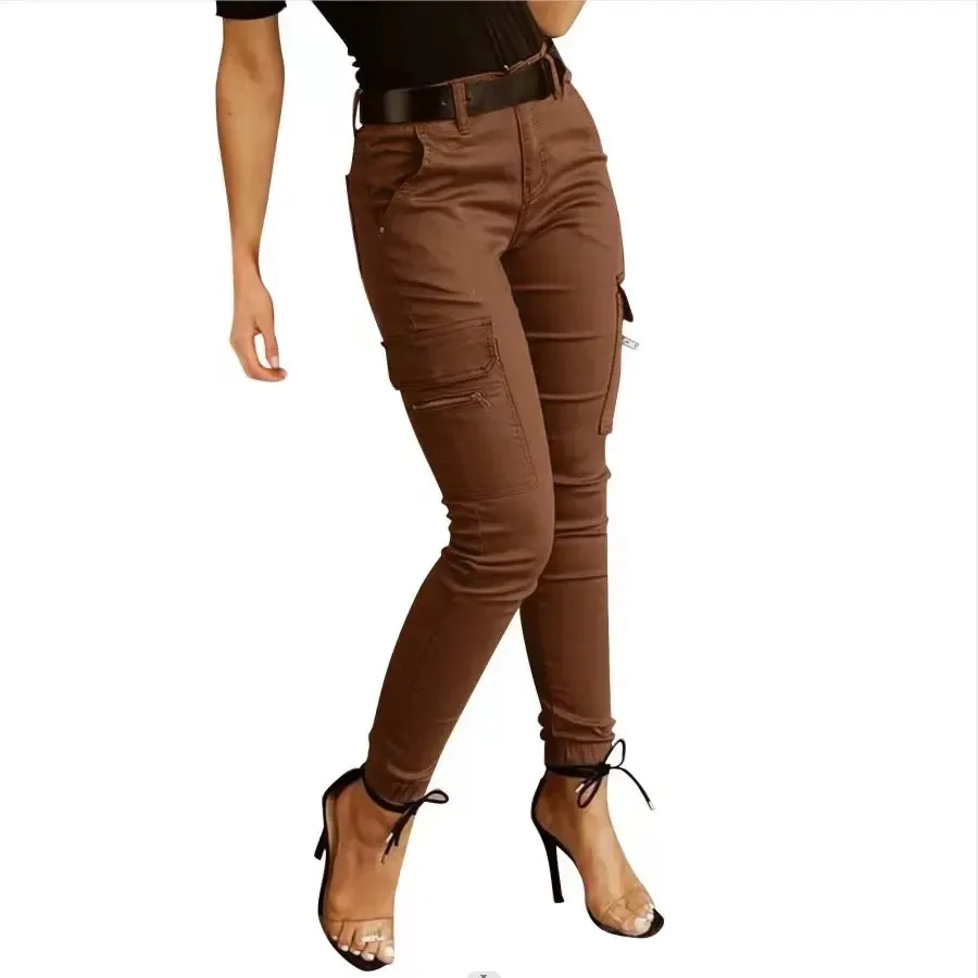 Pantalon cargo femme coupe ajustée avec poches latérales et cheville resserrée – Image 5