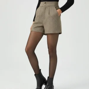 SHORT TAILLE HAUTE À MOTIF CHEVRON