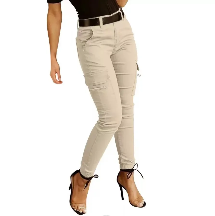 Pantalon cargo femme coupe ajustée avec poches latérales et cheville resserrée – Image 6