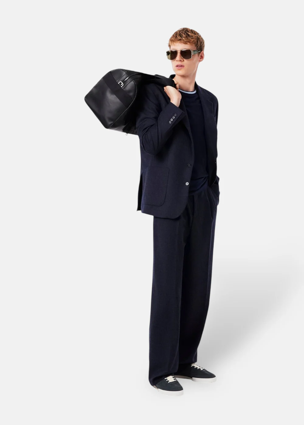 Pantalon tailoring Lacoste en laine texturée - marine – Image 3