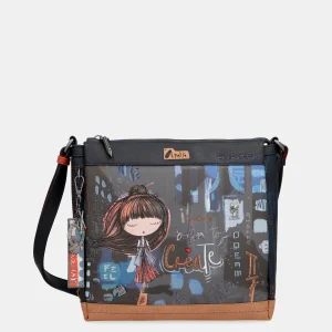 Sac à bandoulière rectangulaire à 3 compartiments contemporains Contemporain