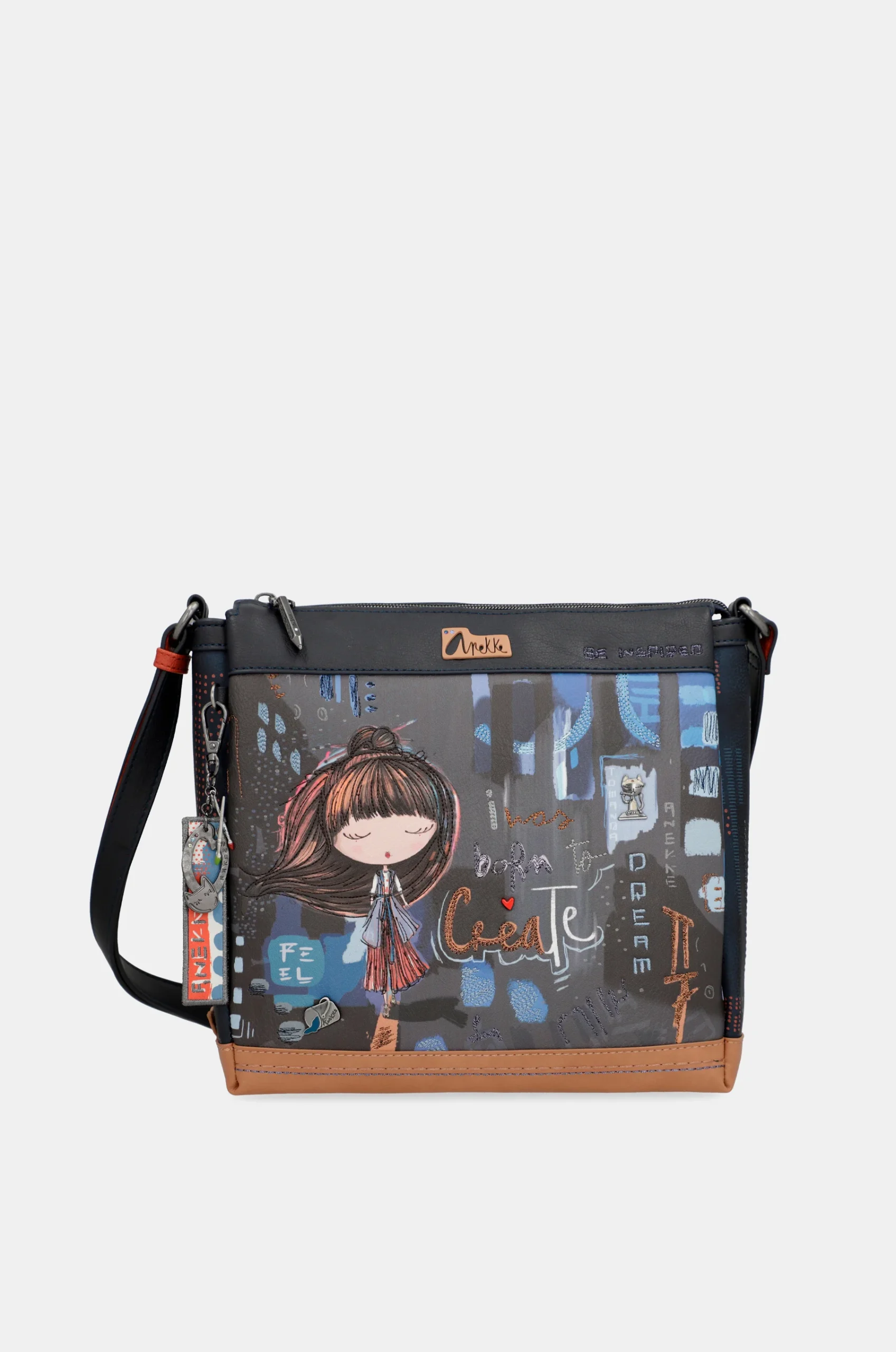 Sac à bandoulière rectangulaire à 3 compartiments contemporains Contemporain