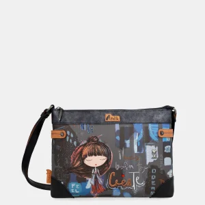 Grand sac à bandoulière imprimé contemporain