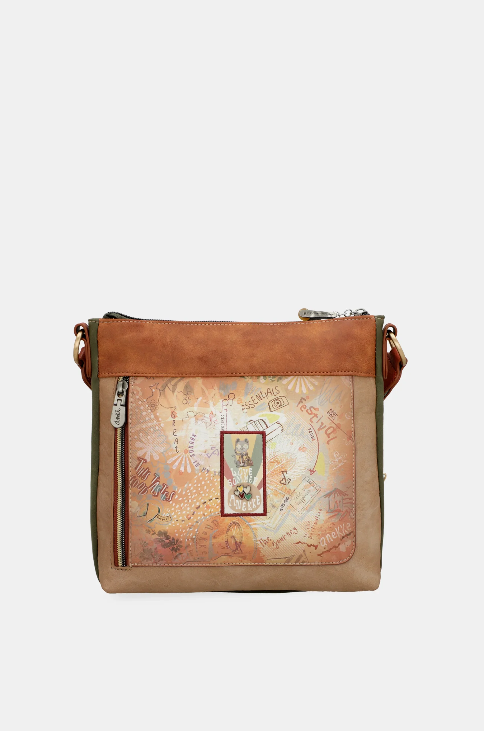 Sac bandoulière carré camel Peace & Love – Image 3