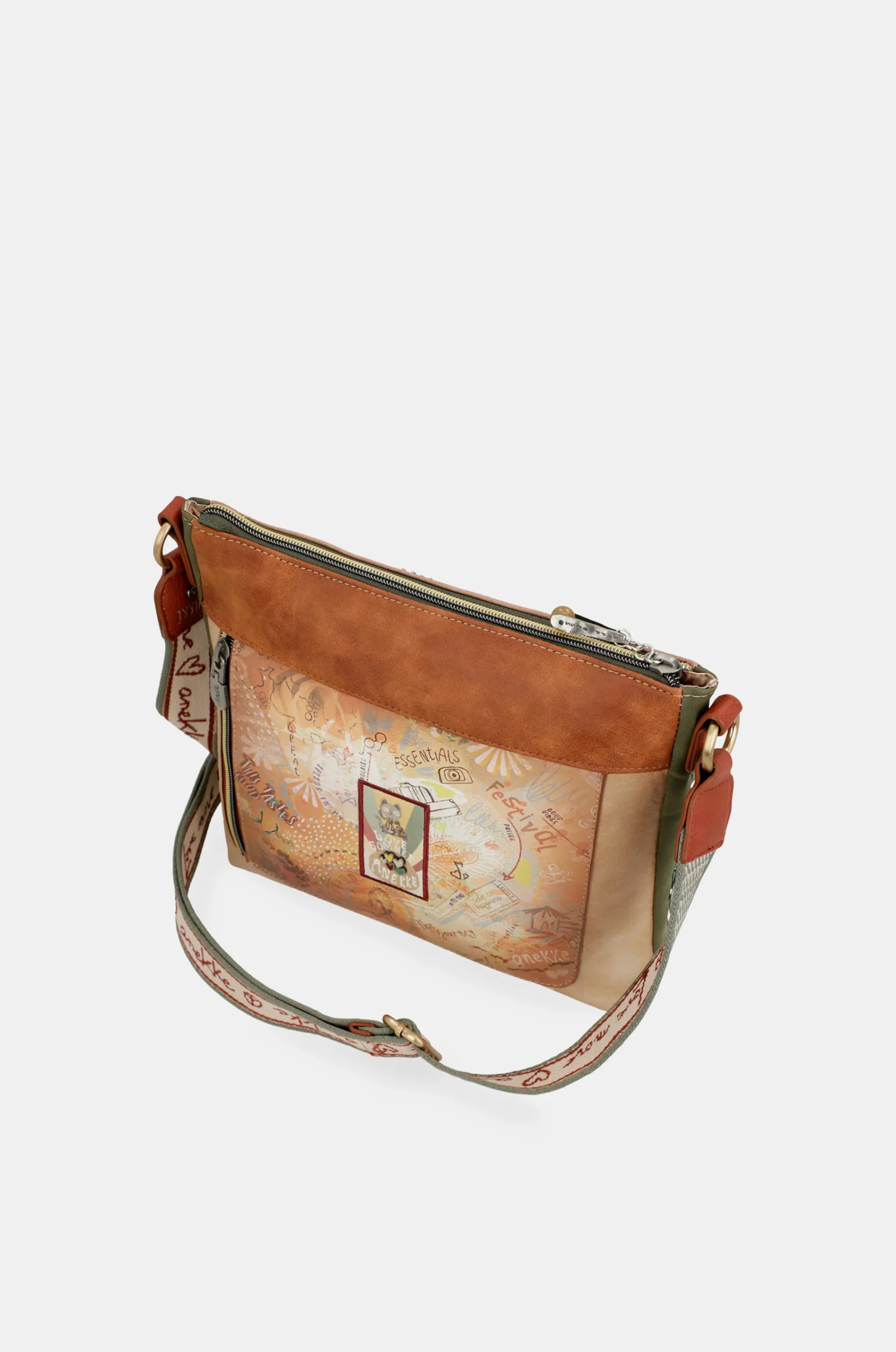 Sac bandoulière carré camel Peace & Love – Image 9