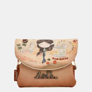 Porte-monnaie à rabat camel Peace & Love