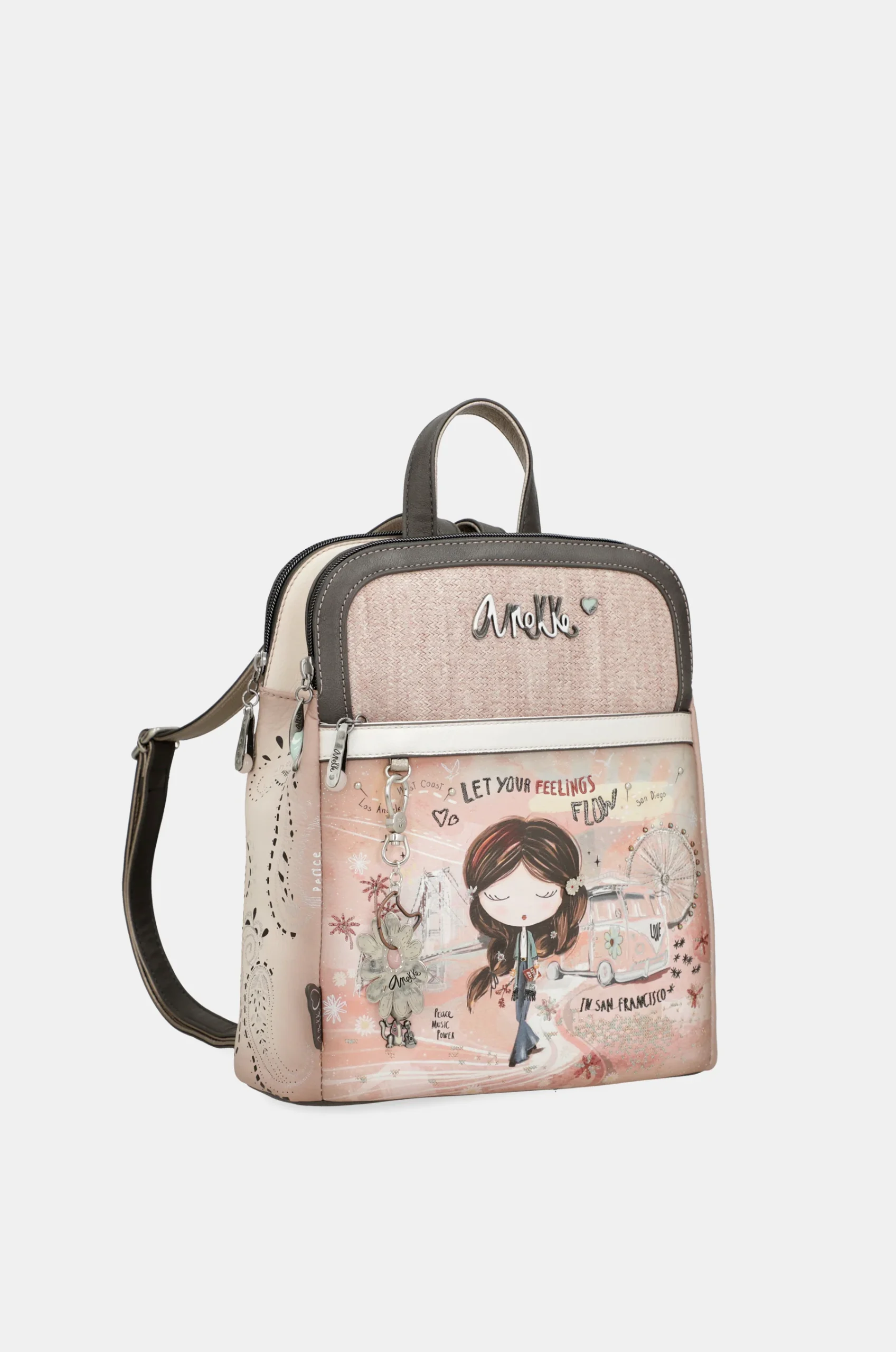 Sac à dos 2 compartiments rose Peace & Love – Image 7