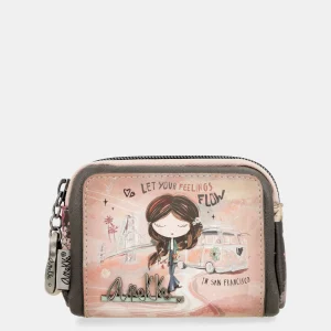 Porte-monnaie petit format rose Peace & Love
