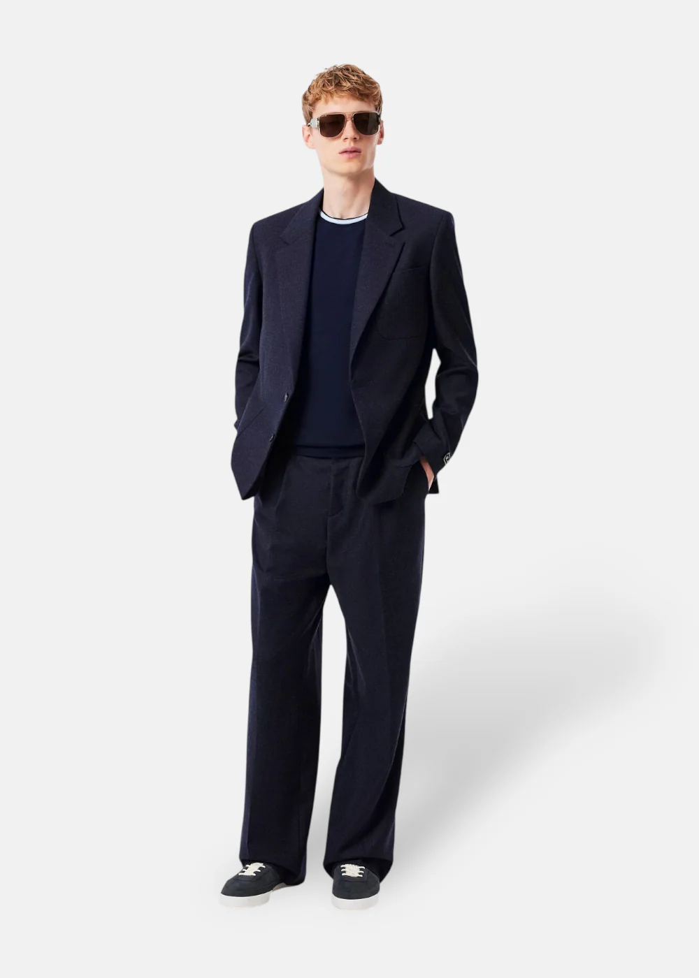 Pantalon tailoring Lacoste en laine texturée - marine – Image 2