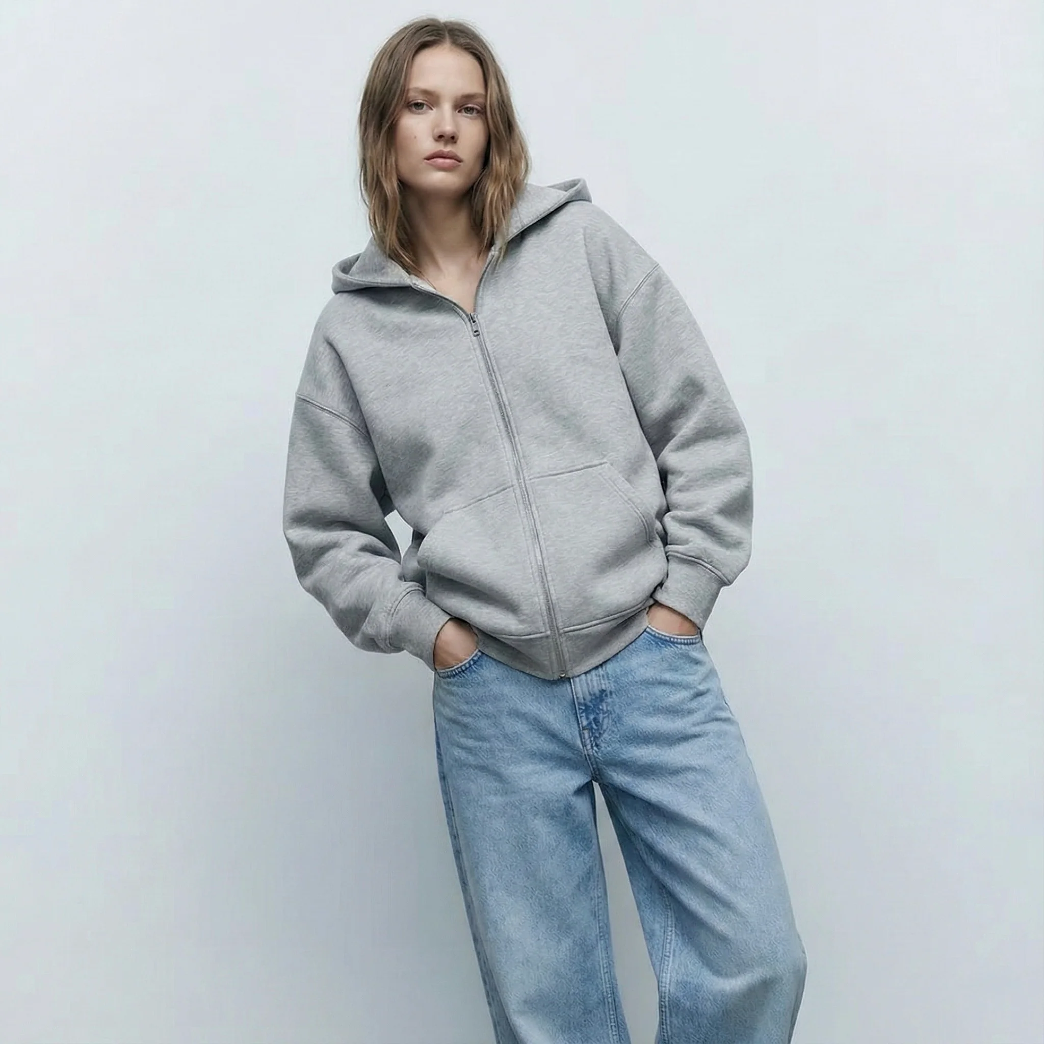 SWEAT À CAPUCHE ZIPPÉ OVERSIZE – Image 4