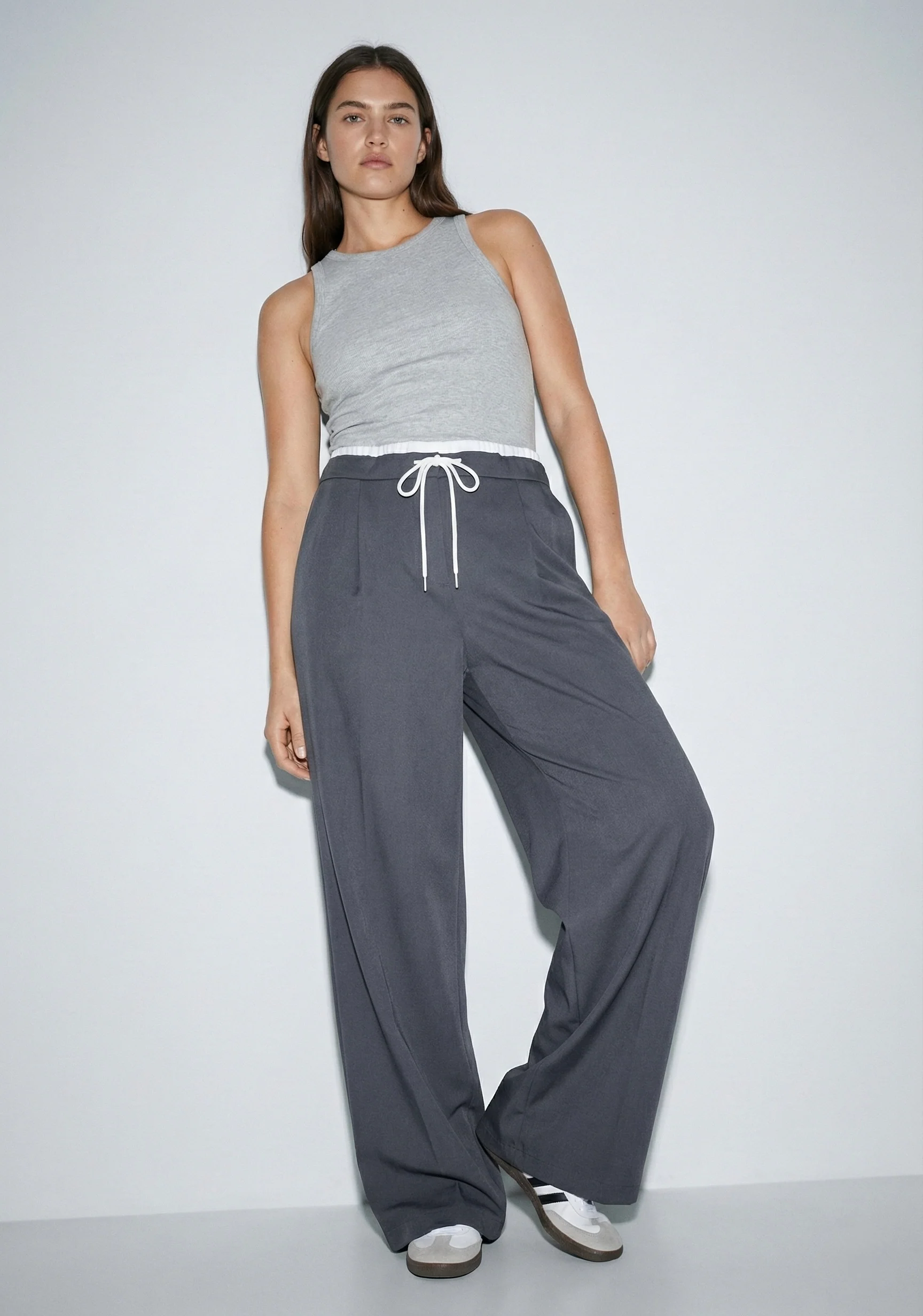 PANTALON LARGE À CORDON CONTRASTANT – Image 5