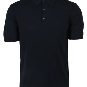 Armani Exchange Knitted Polo Shirt Navy
