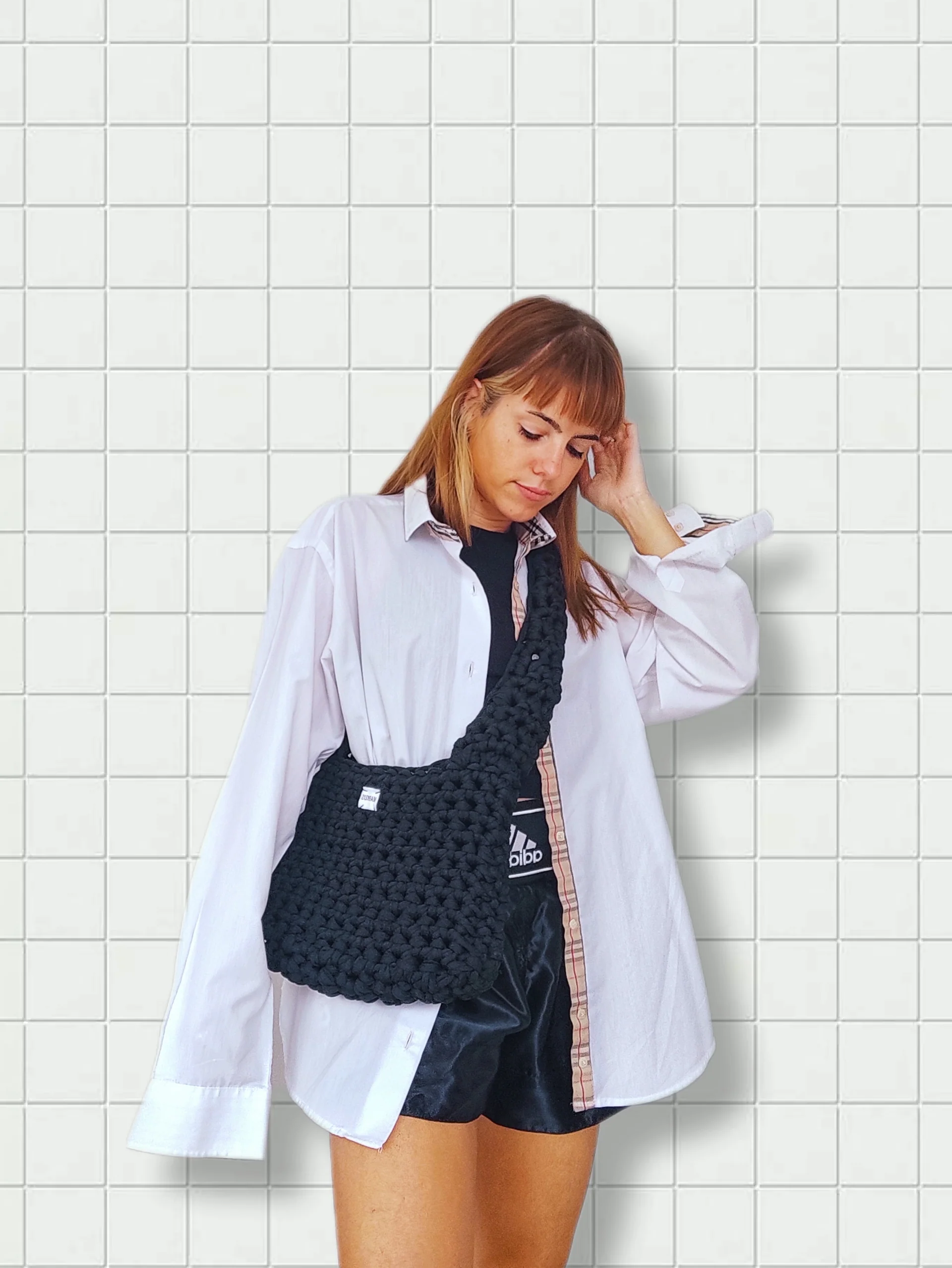 Blackus - Sac en bandoulière crochet fils t-shirt recyclés – Image 3