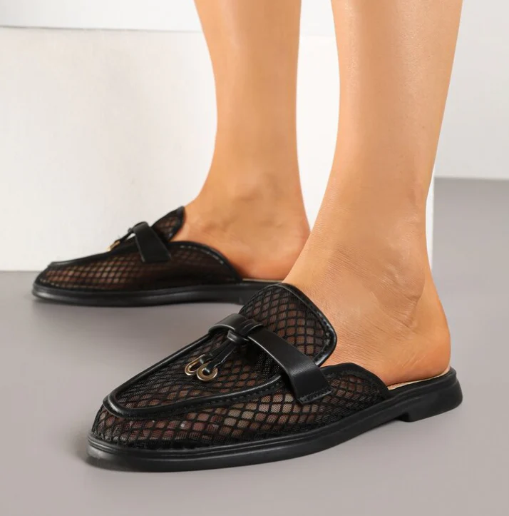 Babouche en maille transparente avec appliqué Teloviela – Image 2