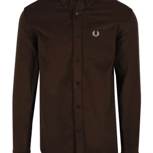 FRED PERRY NEEDLE CORD SHIRT BURNT TOBACCO