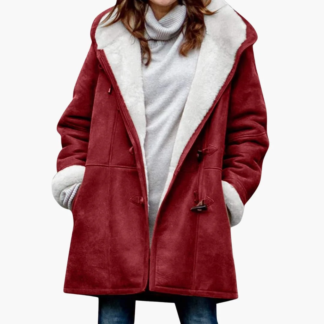 Manteau doublé femme en fausse fourrure avec capuche – Image 3