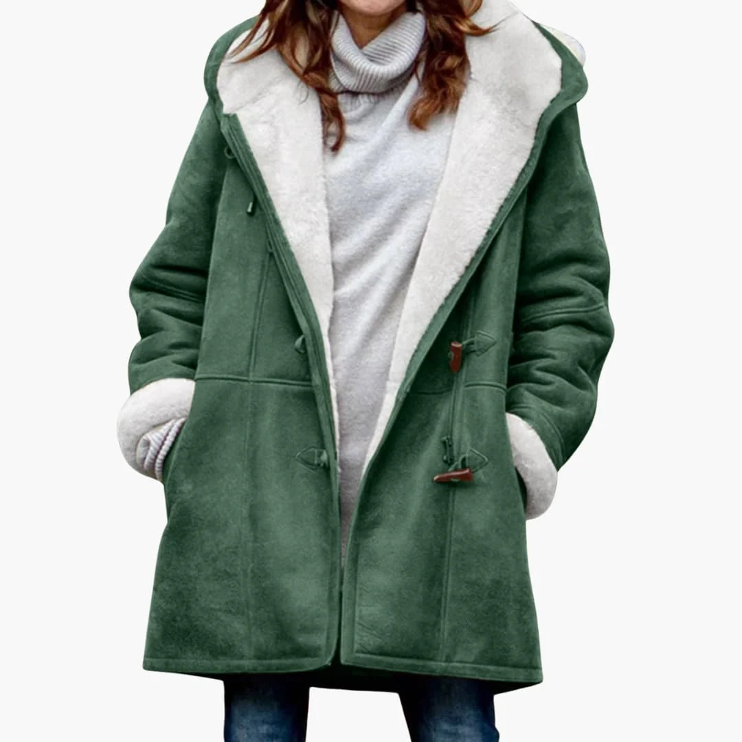 Manteau doublé femme en fausse fourrure avec capuche – Image 9
