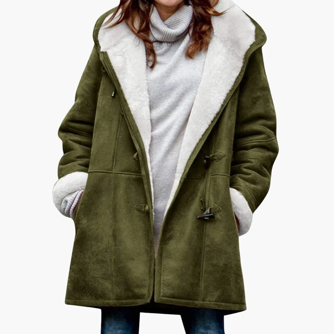Manteau doublé femme en fausse fourrure avec capuche – Image 6