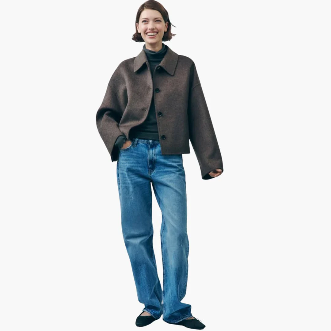 Veste femme en laine mélangée à coupe courte et fermeture à boutons – Image 3