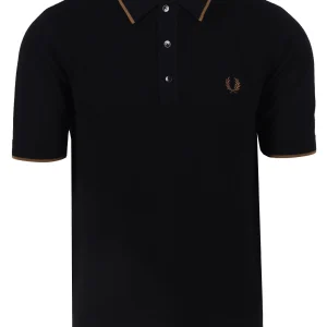 Fred Perry Pique Knitted Polo Black
