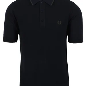 Fred Perry Pique Knitted Polo Navy