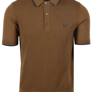 Fred Perry Pique Knitted Polo Shaded Stone