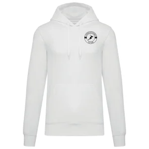 Sweat Capuche Blanc Homme Bio Athlé Cœur Noir
