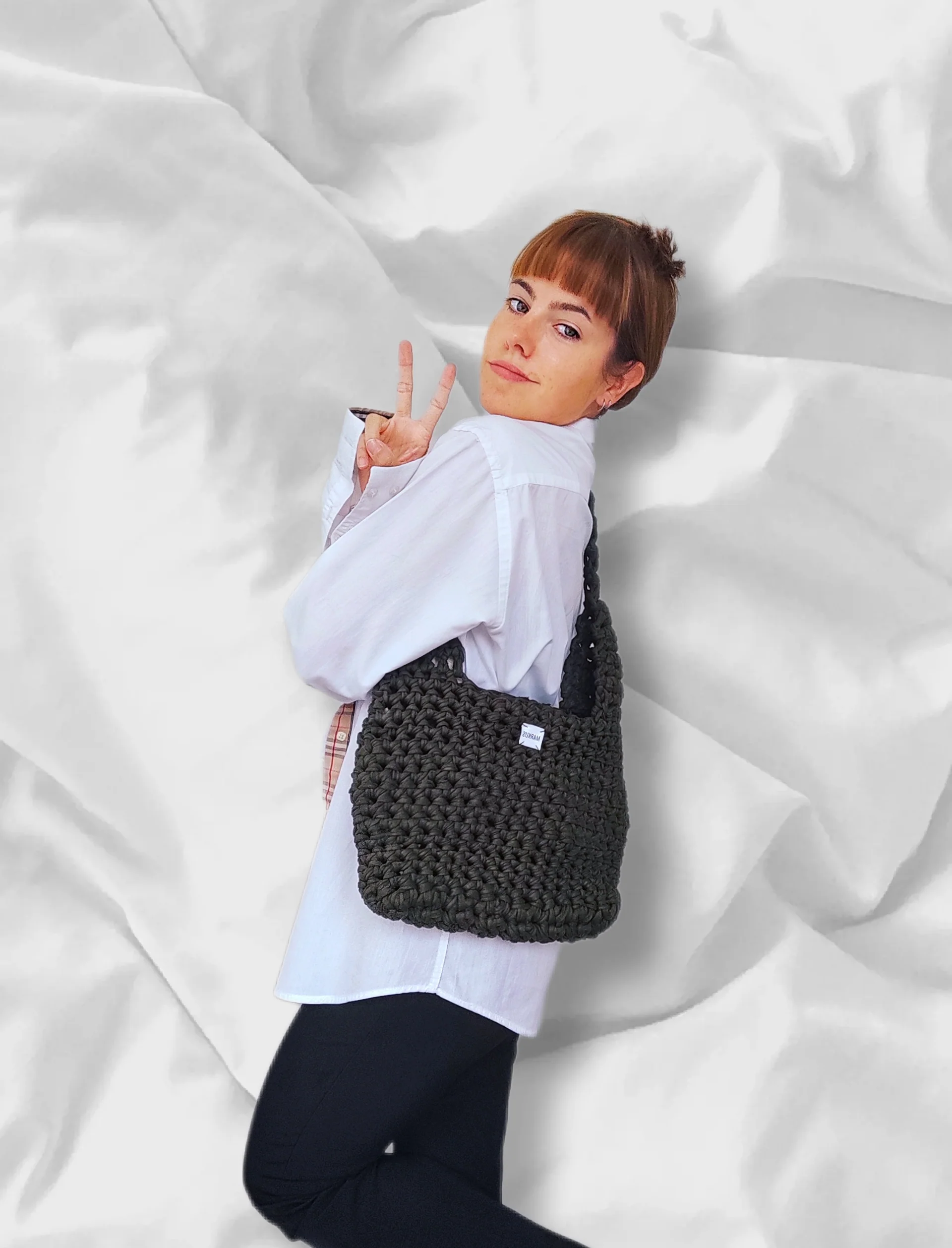 Kakikus - Sac bandoulière crocheté fils t-shirt recyclés – Image 3