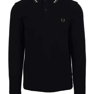 FRED PERRY LS TWIN TIPPED POLO BLACK/ECRU/LRLWR