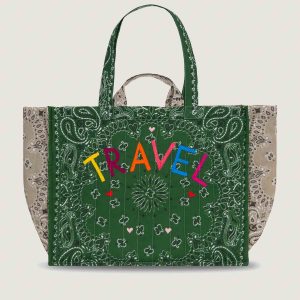 Maxi Cabas Matelassé - TRAVEL - Vert Week-end / Beige