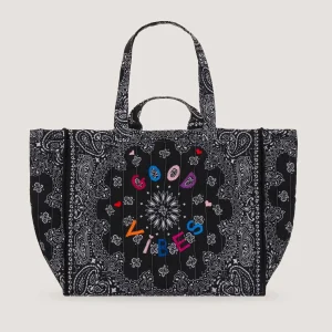 Maxi Cabas Matelassé - GOOD VIBES - All Black