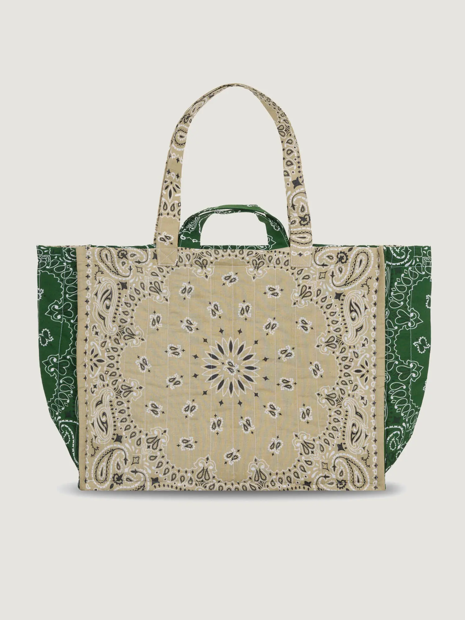 Maxi Cabas Matelassé - PATCHWORK - TRÈFLE - Beige / Vert week-end – Image 2