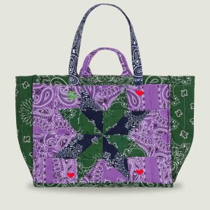 Maxi Cabas Matelassé - PATCHWORK - Vert week-end / Lilas