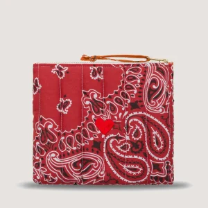 Mini Pochette Zippée Matelassée - COEUR - Vintage Red / Burnt Orange