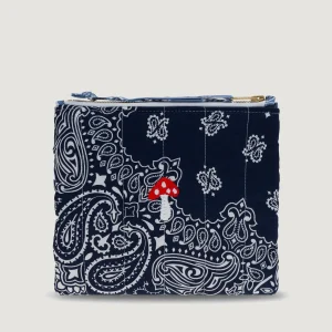 Mini Pochette Zippée Matelassée - CHAMPIGNON - Navy / Chambray