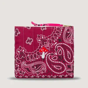 Mini Pochette Zippée Matelassée - CHAMPIGNON - Bordeaux / Fuchsia