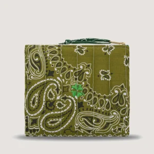 Mini Pochette Zippée Matelassée - TREFLE - Bronze / Vert Week-end