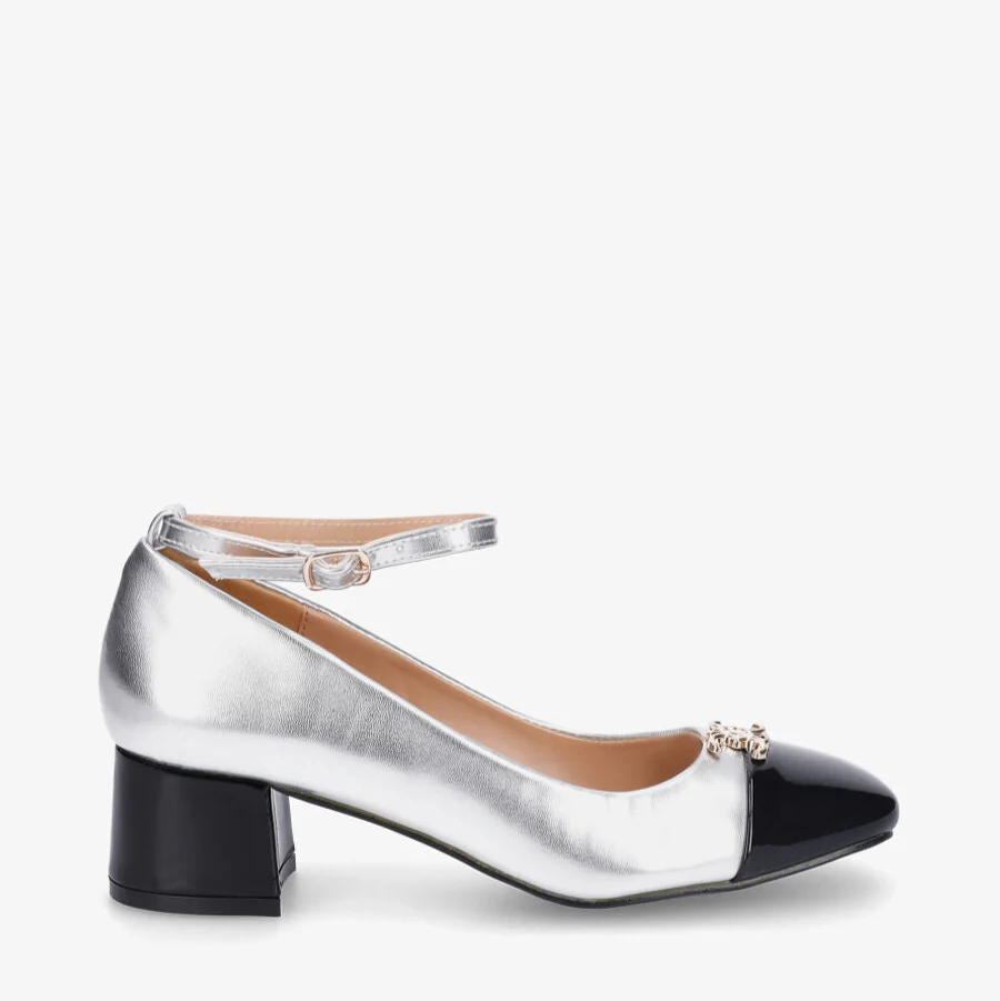 Escarpins à brides en similicuir brillant - argent – Image 2