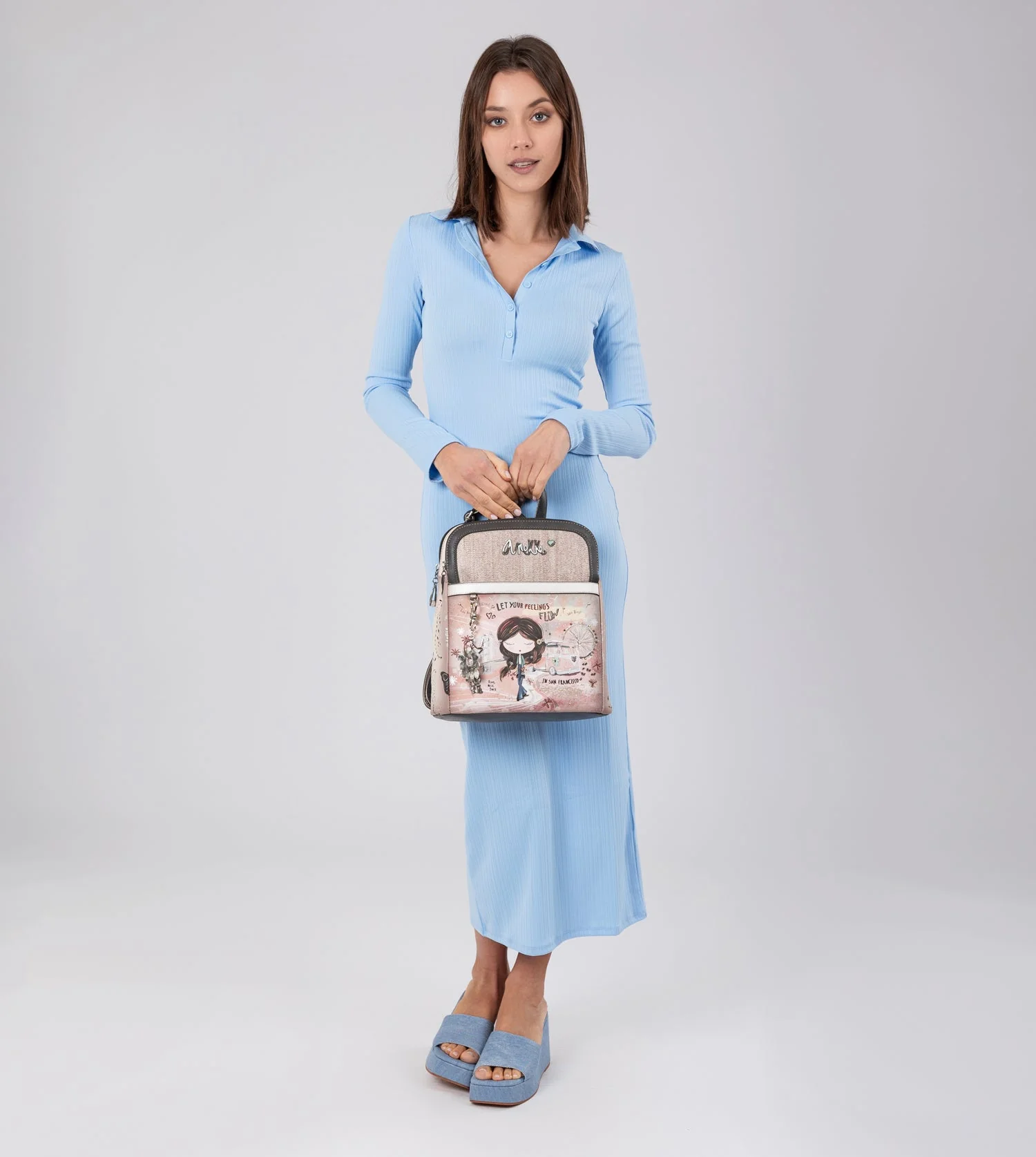 Sac à dos 2 compartiments rose Peace & Love – Image 6