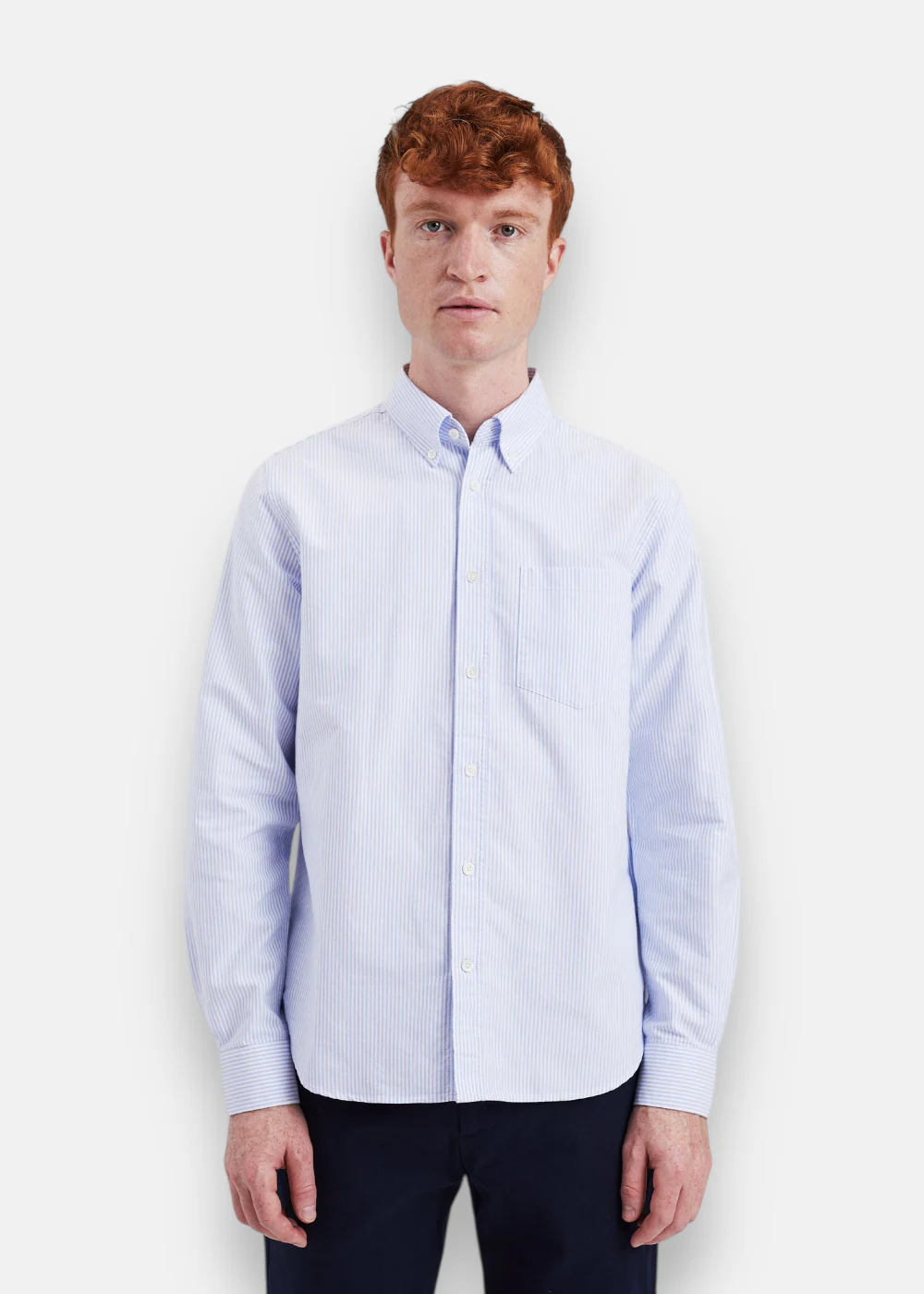 Chemise Rayée Oxford BD - bleu pale – Image 2
