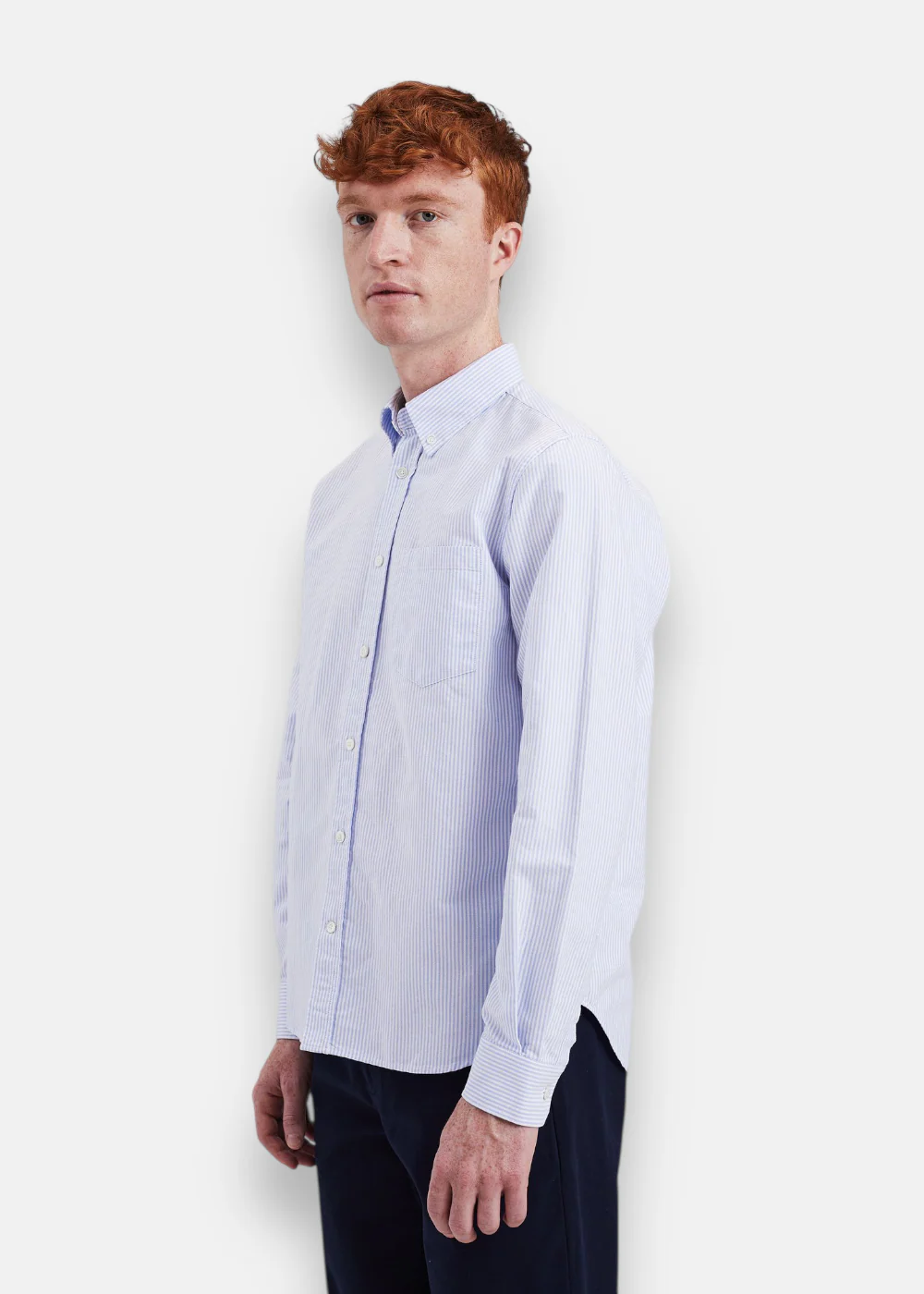 Chemise Rayée Oxford BD - bleu pale – Image 6