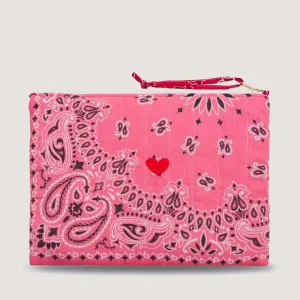 Pochette Zippée Matelassée - COEUR - Strawberry Pink / Real Red