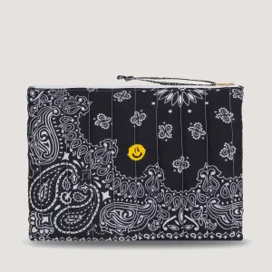 Pochette Zippée Matelassée - HAPPY FACE - All Black