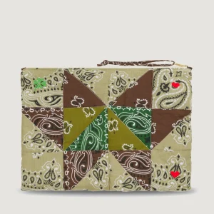 Pochette Zippée Matelassée - PATCHWORK - Beige / Colorblock