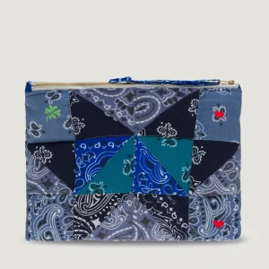 Pochette Zippée Matelassée - PATCHWORK - Chambray / Colorblock
